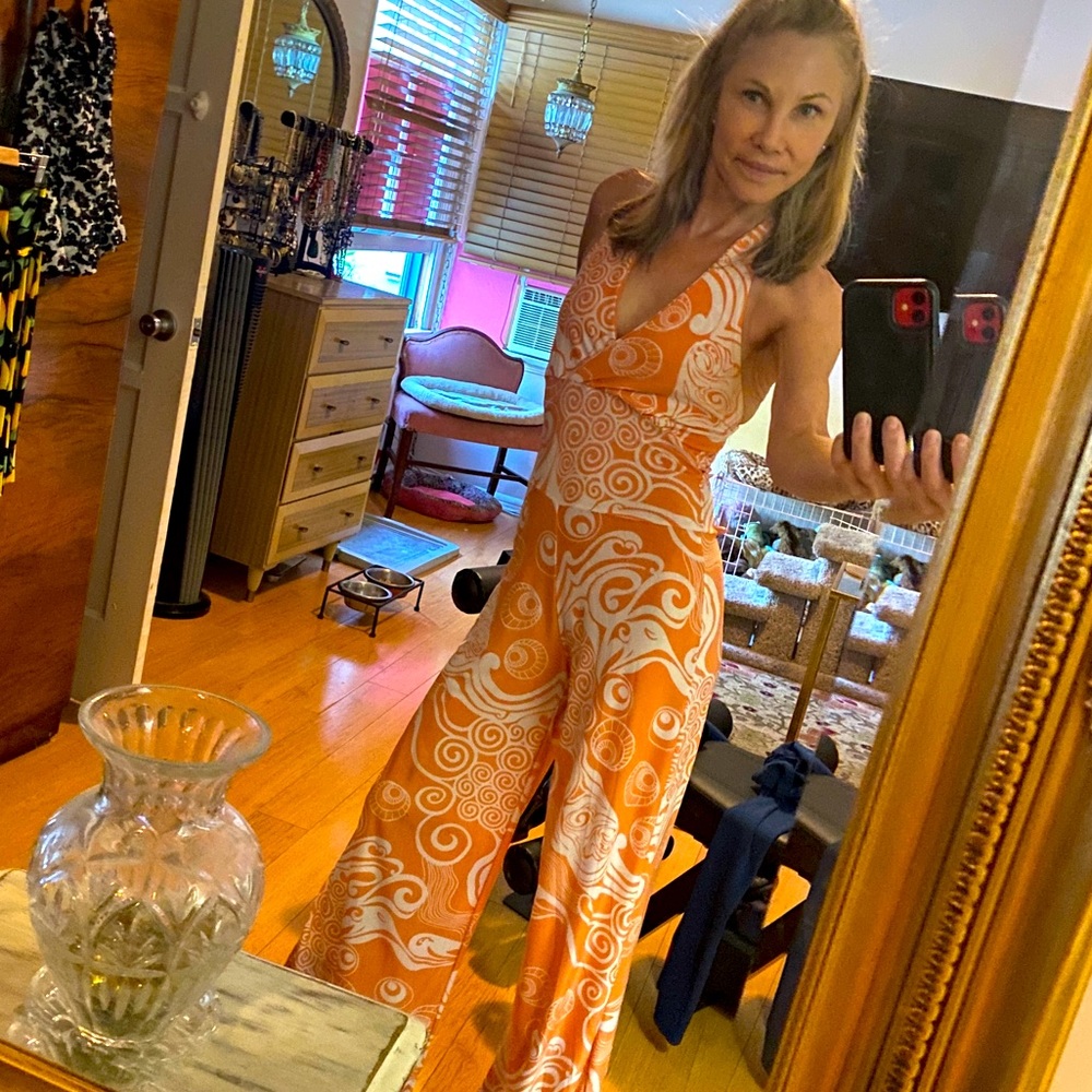 Orange print size small retro jumpsuit